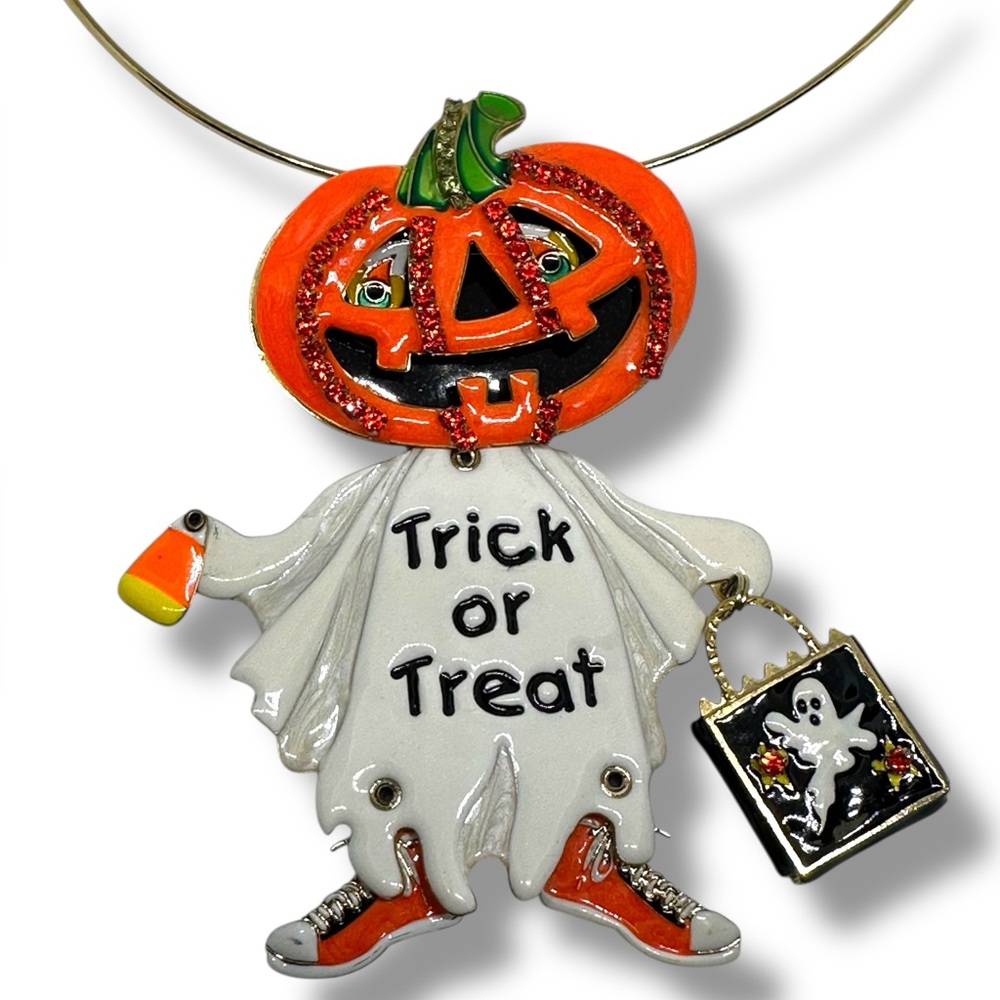 Lunch At the Ritz  Halloween Brooch Pendant LATR 2GO Jack O Lantern Ghost